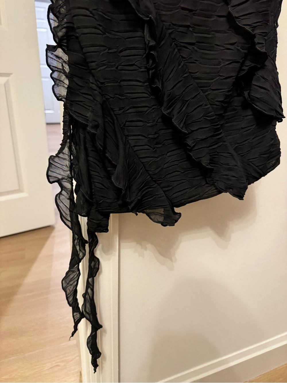 Zara One-Shoulder Black Ruffle Mini Dress - Picture 4 of 5
